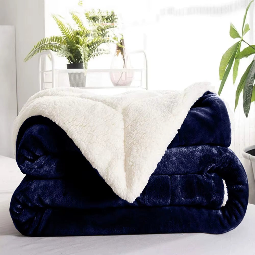 Sherpa Fleece Blanket Reversible Soft Fluffy Warm Large Sofa Bed Throw Blankets