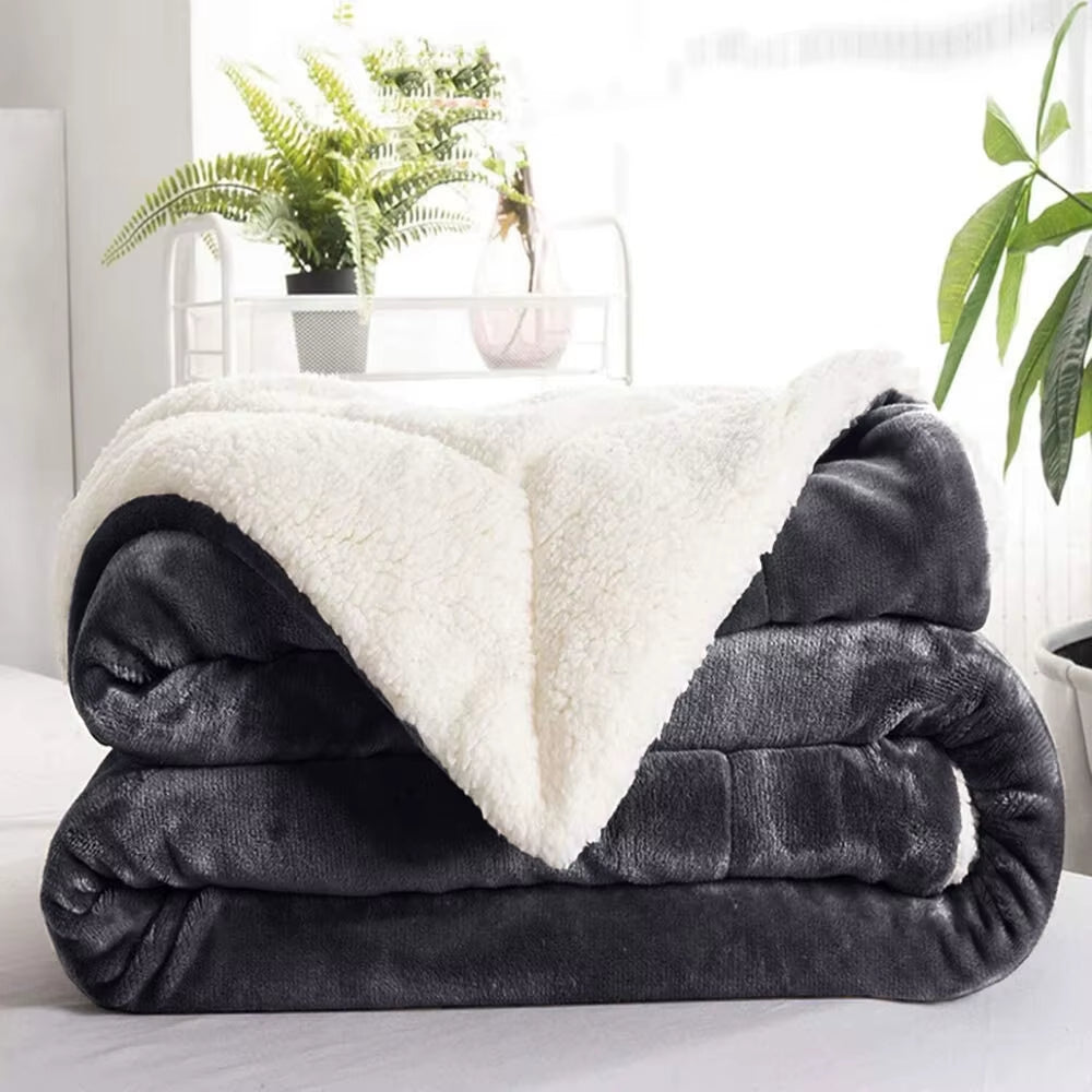 Sherpa Fleece Blanket Reversible Soft Fluffy Warm Large Sofa Bed Throw Blankets