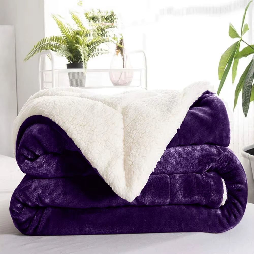 Sherpa Fleece Blanket Reversible Soft Fluffy Warm Large Sofa Bed Throw Blankets