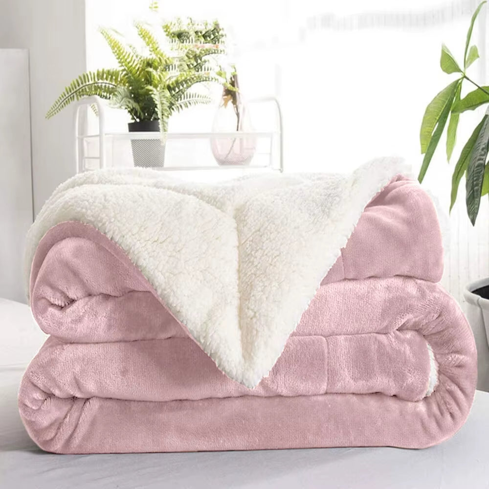 Sherpa Fleece Blanket Reversible Soft Fluffy Warm Large Sofa Bed Throw Blankets