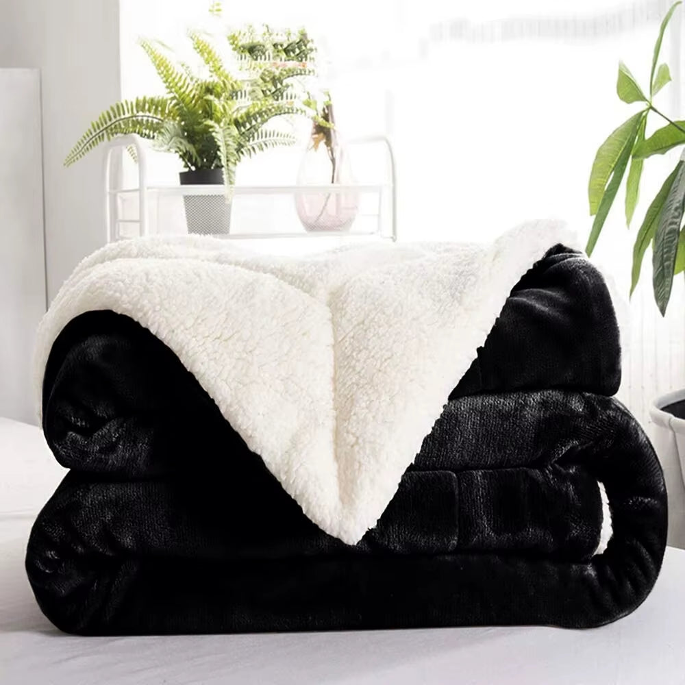 Sherpa Fleece Blanket Reversible Soft Fluffy Warm Large Sofa Bed Throw Blankets
