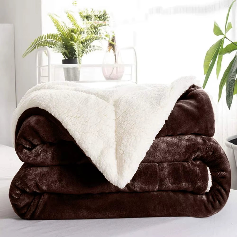 Sherpa Fleece Blanket Reversible Soft Fluffy Warm Large Sofa Bed Throw Blankets