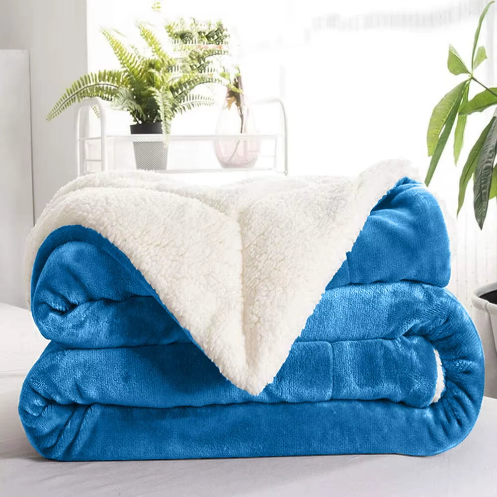 Sherpa Fleece Blanket Reversible Soft Fluffy Warm Large Sofa Bed Throw Blankets