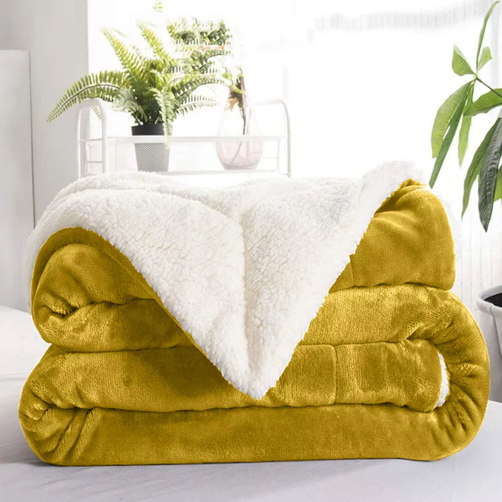 Sherpa Fleece Blanket Reversible Soft Fluffy Warm Large Sofa Bed Throw Blankets